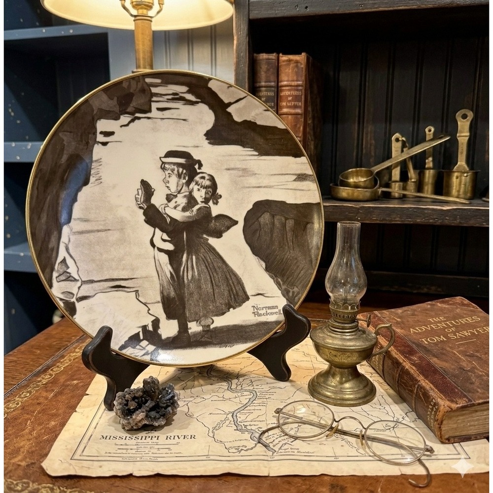 Norman Rockwell Tom Sawyer Lost in the Cave Plate 1974 Ridgewood Fine China USA
